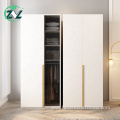 Minimalist White Glass Door Large Capacity Wardrobe Wooden